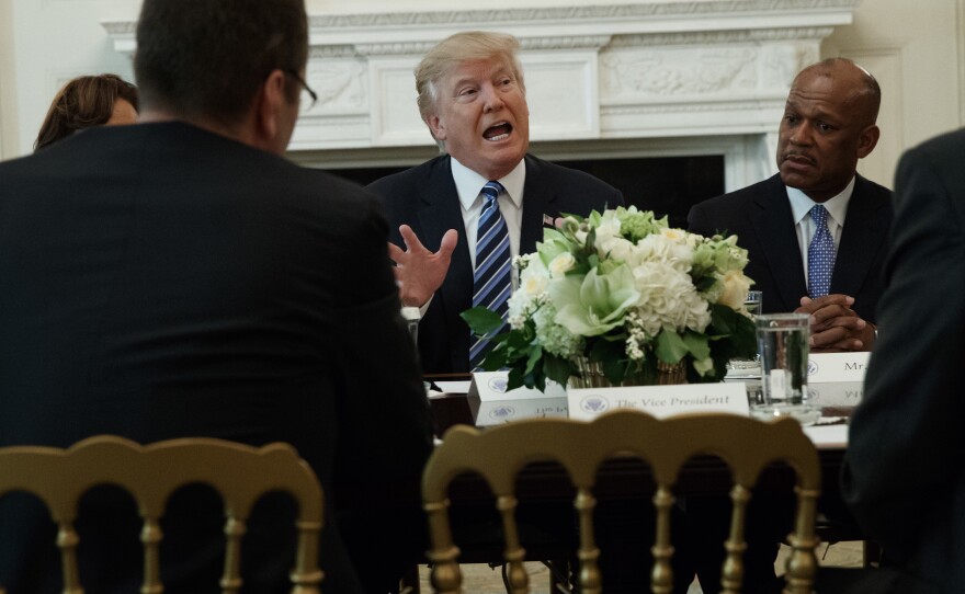 President Trump says the U.S. has obsolete airports and trains and bad roads.