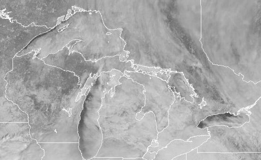 Another satellite image, with state lines superimposed on it, taken on Friday.