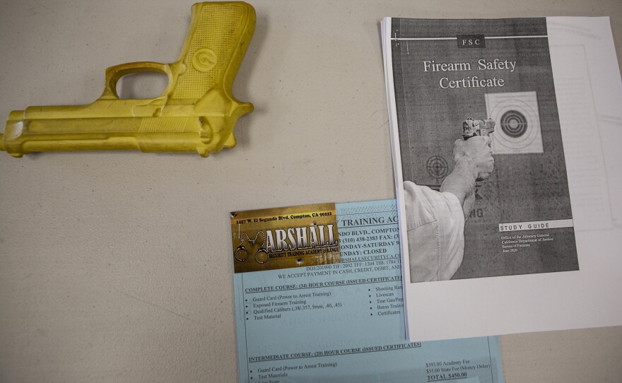 Materials used in the firearms training course.