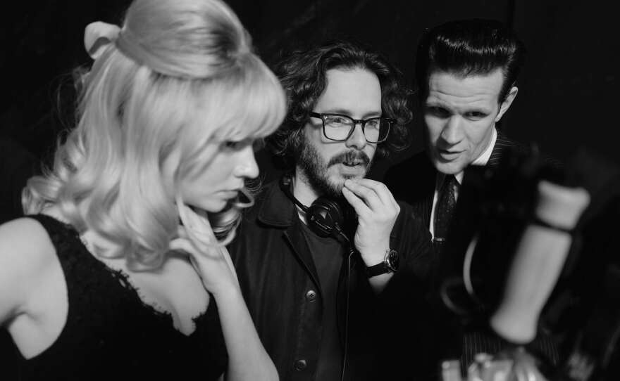 Edgar Wright (center) works with actor Anya Taylor-Joy and Matt Smith on the set of <em>Last Night in Soho.  </em>