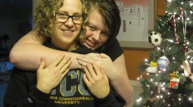 Rheanna Kathleen Morris hugs her mom, Peggy Sinclair-Morris.