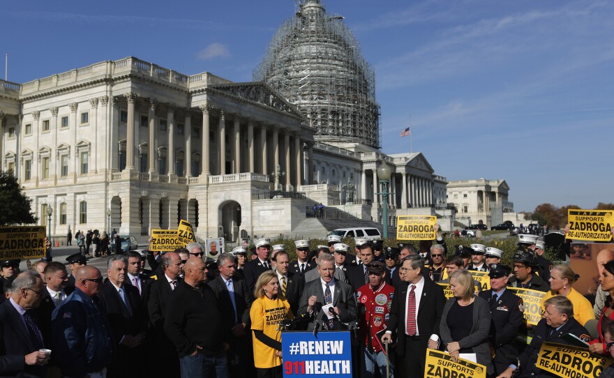 Senate and House Democrats hold a news conference with first responders in November to announce their support for the permanent reauthorization of the James Zadroga 9/11 Health and Compensation Reauthorization Act.