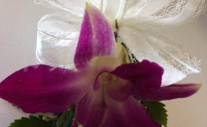 This corsage was on display at the San Diego County Orchid Society's show, March 11, 2016.