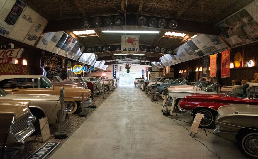 A row of classic convertibles are shown at the Deer Park Winery & Auto Museum on June 27, 2024.