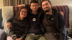 Director Bing Liu (center) with his mother and step brother.