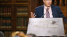 Bill Gates speaks in November 2006 at the Oviedo University Library in Spain, acknowledging one of many awards given for the charitable work of the Bill & Melinda Gates Foundation.