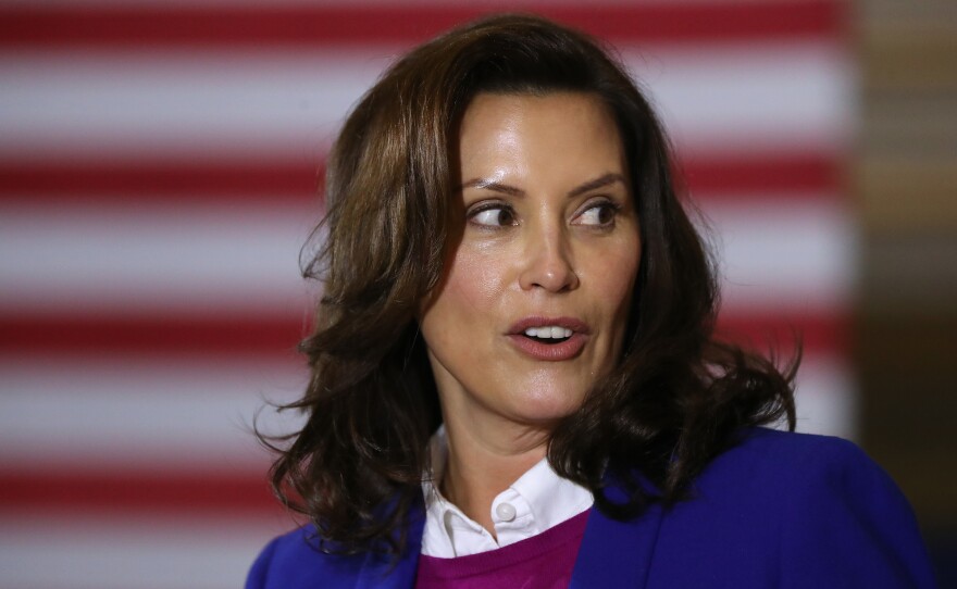 Michigan Gov. Gretchen Whitmer is seen here campaigning for Democratic presidential nominee Joe Biden on Oct. 16.