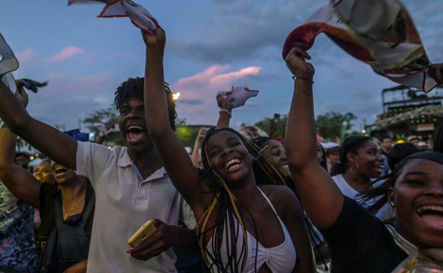 People dance during this year's Petronio Alvarez Pacific Music Festival in Cali, Colombia.