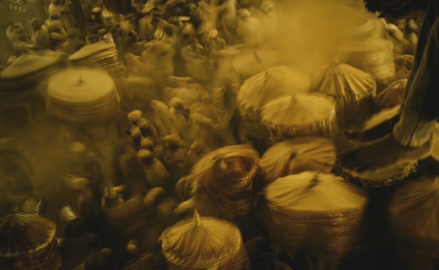 Thousands of devotees attend the Haldi festival at Pattan Kodoli village in the Indian state of Maharashtra. They come to offer prayers to the deity of the shepherds, Shri Vittal Birdev, an incarnation of Lord Shiva, in the hope of good fortune.