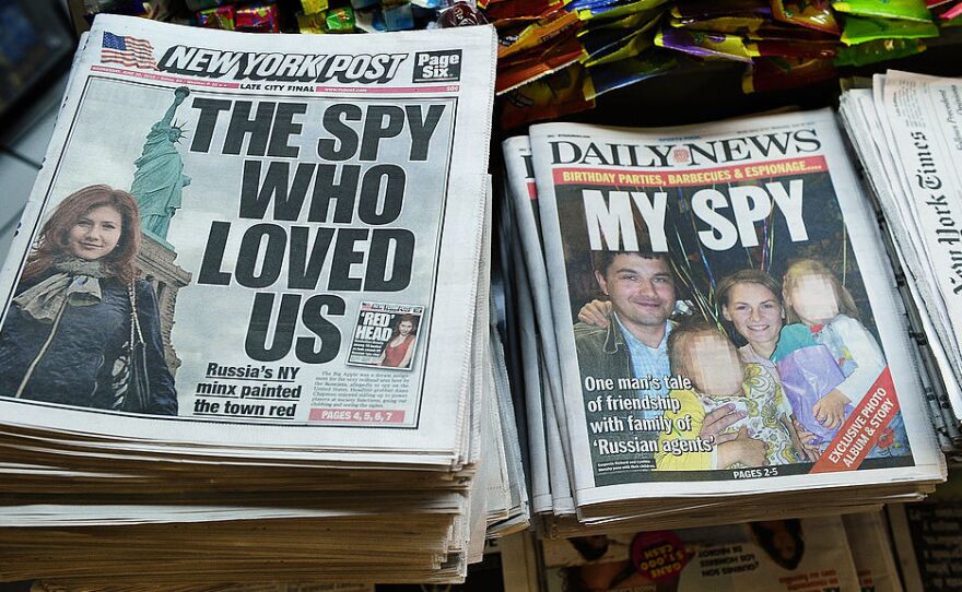 New York newspapers are on display following the arrest of 11 suspected Kremlin spies in 2010.