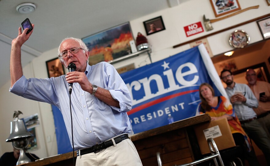 Democratic presidential candidate Bernie Sanders was tweeting up a storm during the Republican presidential debate.