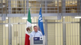 Genaro Garcia Luna delivers a speech in 2012 to mark the expansion of a federal prison. He served as Secretary of Public Security from 2006 to 2012.