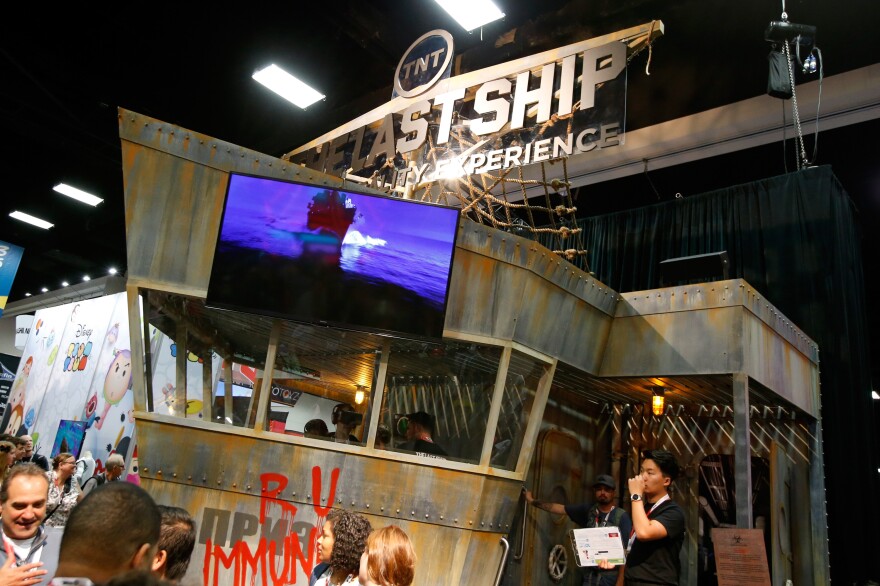This two-story ship is just one of many enormous marketing displays both inside and outside at San Diego Comic-Con.