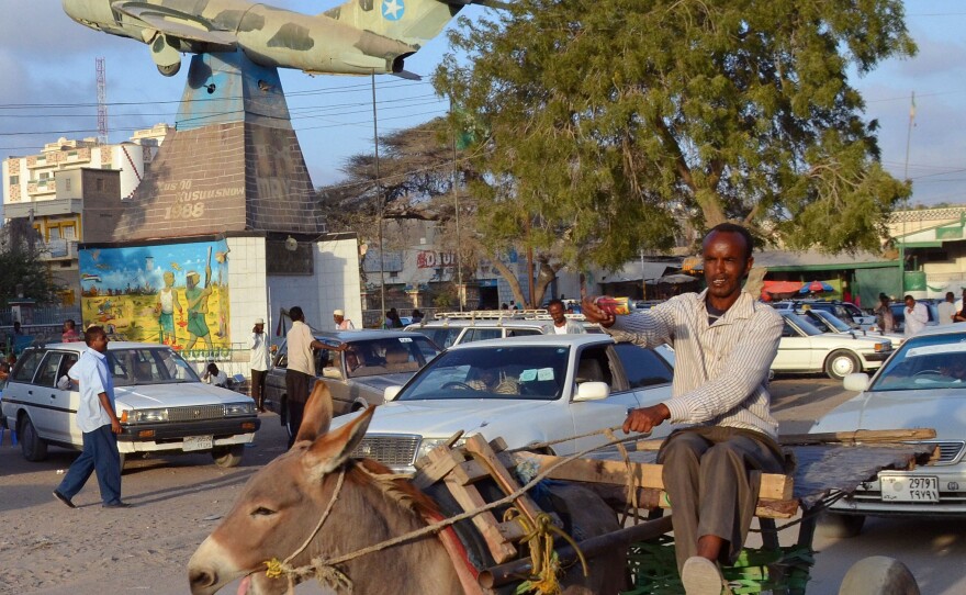 A man steers a cart pulled by a donkey in Hargeisa, capital of the unrecognized breakaway republic of Somaliland in northwestern Somalia. Investors are beginning to move into the untapped market in Somaliland, a stable island in a turbulent region.