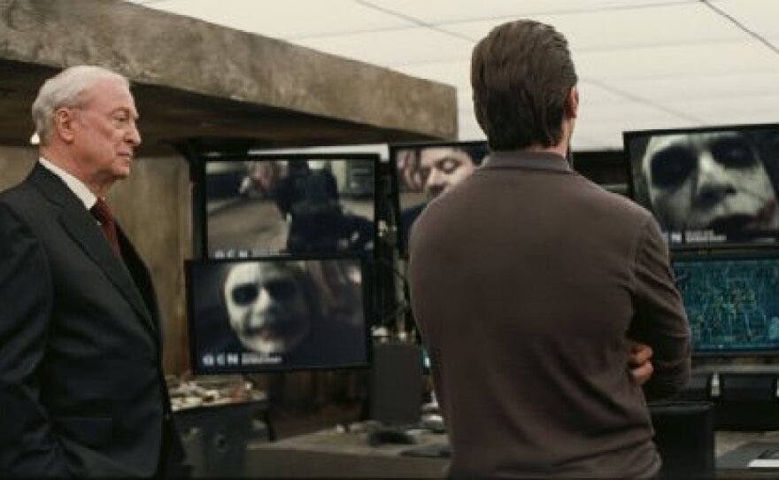 Michael Caine and Christian Bale in "The Dark Knight"
