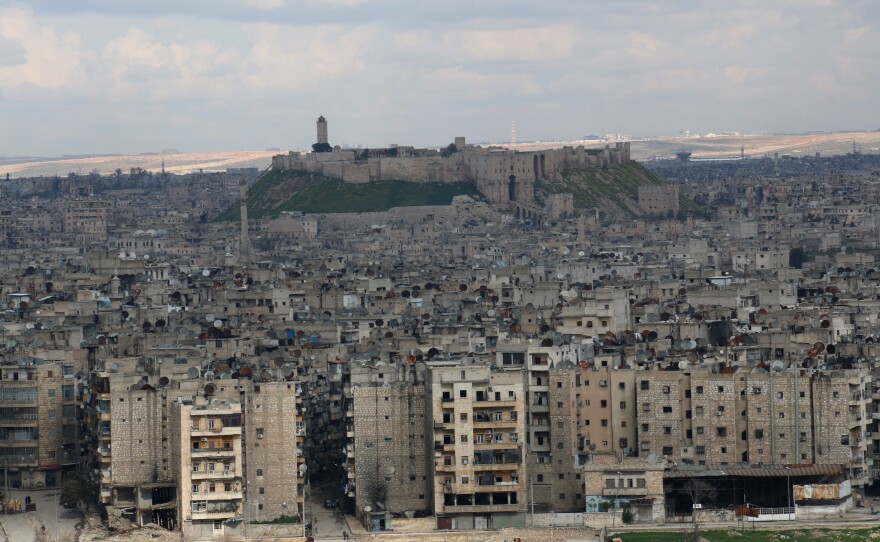 The northern Syrian city of Aleppo — shown here pm March 3 — was once home to a thriving Jewish community. Now its Jews have fled. And for one family, reportedly the last Jews of Aleppo, getting out of Syria wasn't the end of the story.