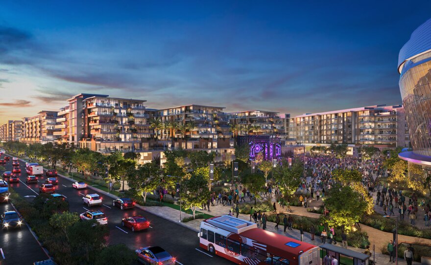 A rendering of the proposed Midway Rising project, from the development team.