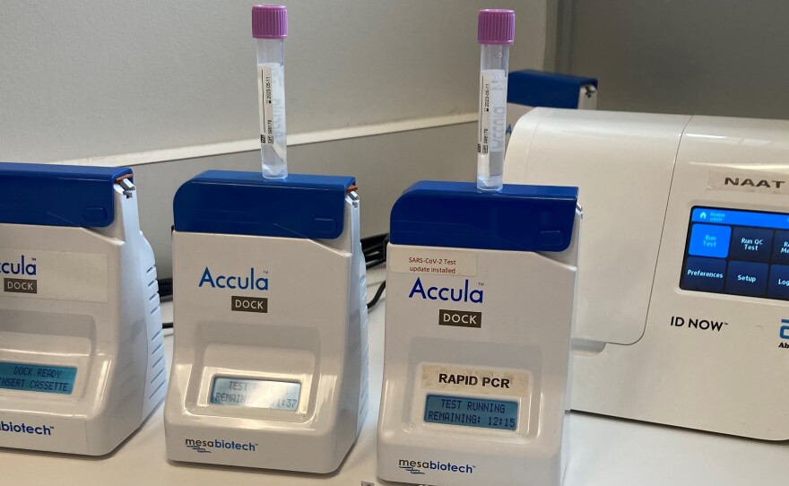 Covid test readers get a workout at an independent pharmacy in San Diego where some 200 people a day have paid out-of-pocket for testing recently.