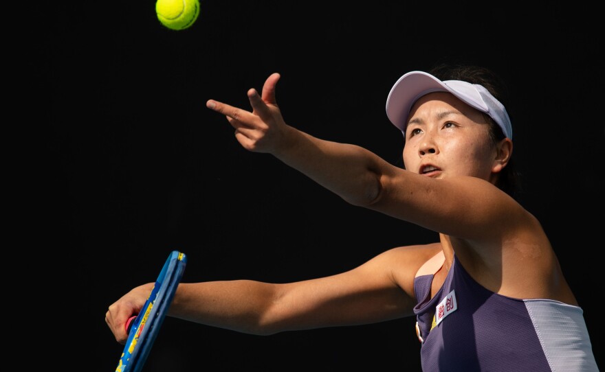 Chinese tennis player Peng Shuai at the Australian Open tennis championship in Melbourne in 2020. In a social media post on Tuesday, she described her alleged assault ten years ago at the hands of one of the country's most powerful Communist Party officials, Zhang Gaoli.
