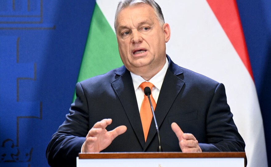 Hungary's Prime Minister Viktor Orban at a press conference in Budapest on Feb. 17.