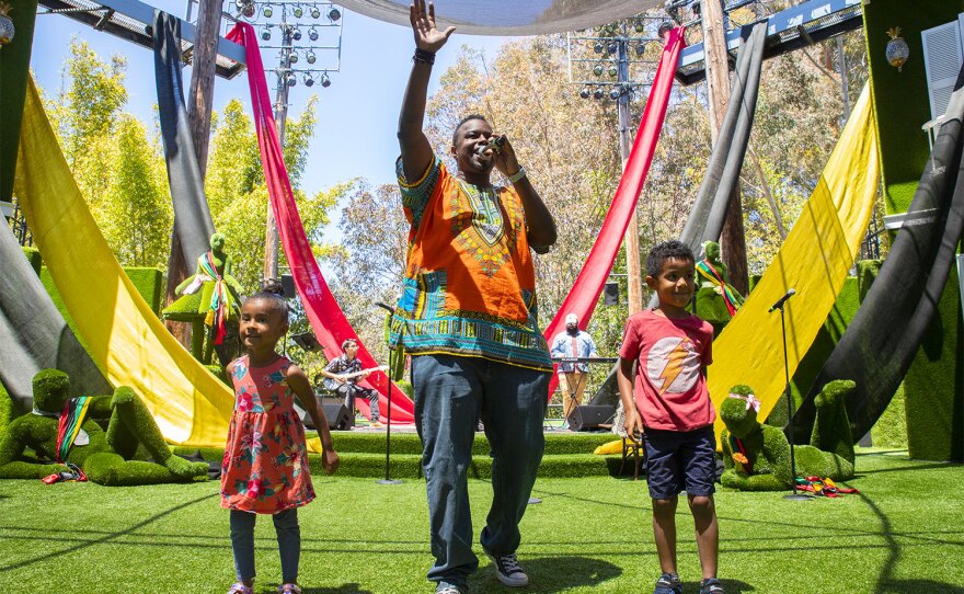 Gill Sotu is shown performing in The Old Globe's AXIS Juneteenth event in a previous year.