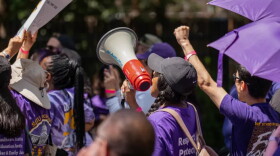 Supporters of SEIU Local 1000, rally in front of the Governor's Mansion in Sacramento on June 8, 2023.