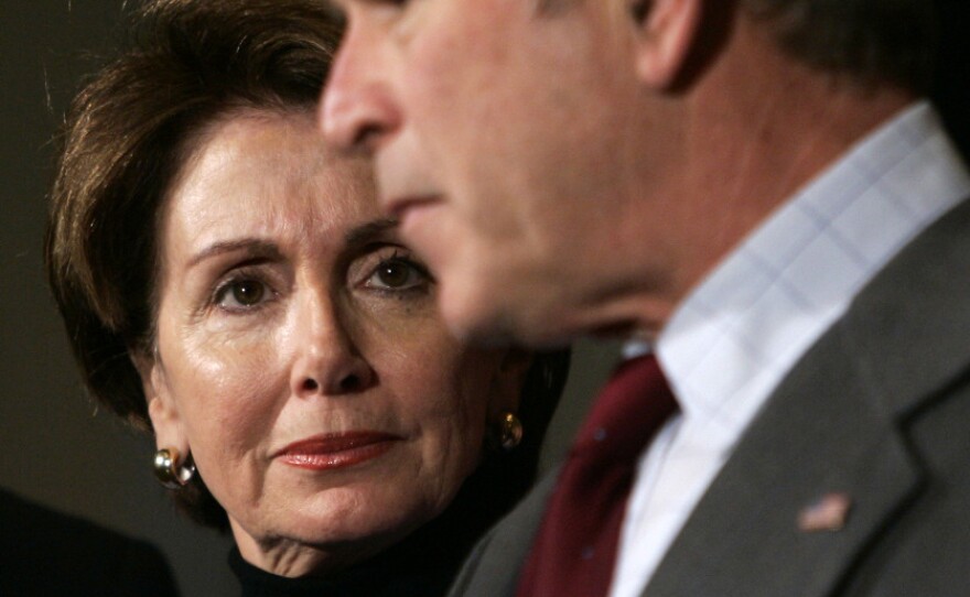 During Pelosi's first term as speaker, her biggest challenge was working with Republican President George W. Bush.