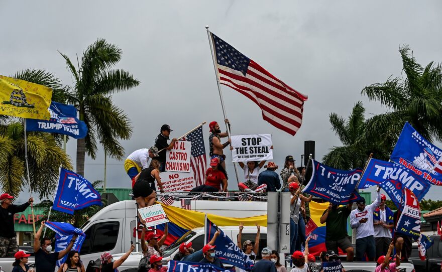 MIAMI: Supporters of US President Donald Trump protest in Miami on November 7, 2020, after Joe Biden was declared the winner of the 2020 presidential election.