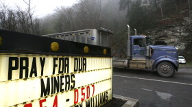 A truck drives down the road near the Upper Big Branch Mine on April 6, 2010 in Montcoal, West Virginia. 