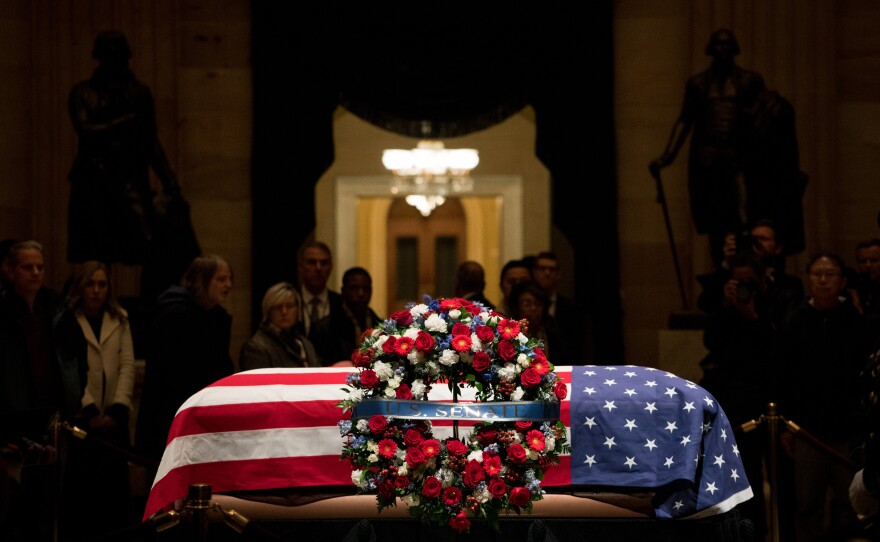 Bush was eulogized during a Capitol ceremony by Senate Majority Leader Mitch McConnell, who called him "a humble servant who loved his fellow citizens."