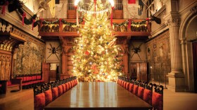 Banquet hall and Christmas tree at Biltmore House, Asheville, North Carolina.