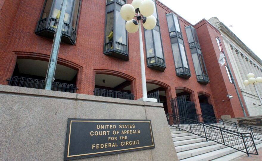This photo shows an exterior view of the U.S. Court of Appeals for the Federal Circuit building from 2002 in Washington, D.C.