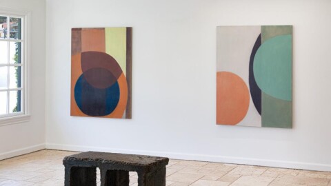 Katy Crowe (b. 1952) Mneme and Tethys. 2024-25 Oil on linen 52 x 40 in. Bench courtesy of Josh Callaghan Monument to Social Block, 2023 Bronze 18 x 35 x 17 in