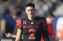 San Diego State place kicker Matt Araiza (2) plays during an NCAA football game against Utah on Sept. 18, 2021 in Carson, Calif.