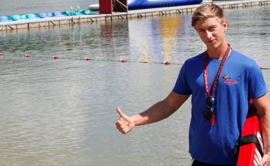 Joe Davies of the United Kingdom is a lifeguard at French Woods. He has worked at the camp for two summers through the J-1 visa program.