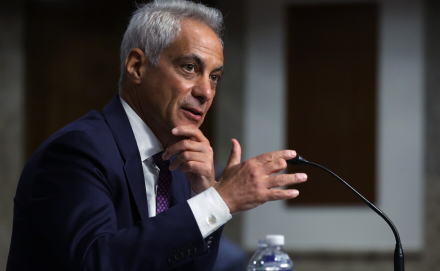 Rahm Emanuel, the former mayor of Chicago and former chief of staff in the Obama White House, is pictured during his confirmation hearing in October.