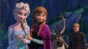Elsa, Anna, Sven and Kristoff from "Frozen." 