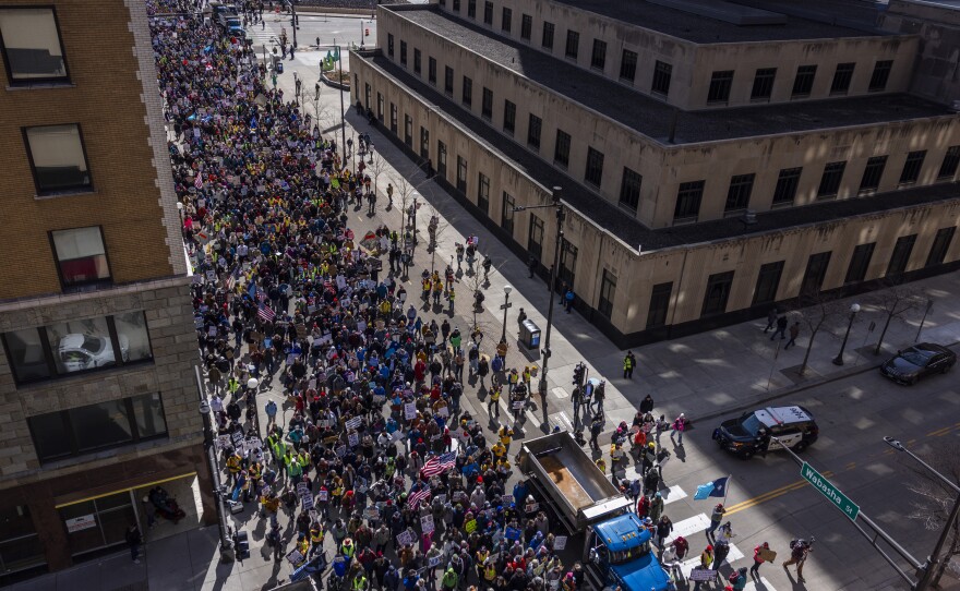 Thousands of community members marched in the flagship "No Kings" protest in St. Paul.