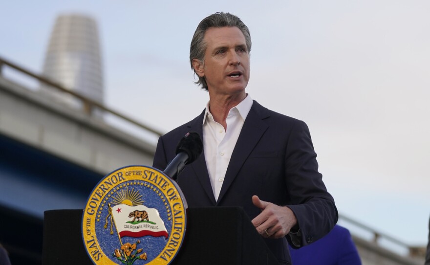 FILE - California Gov. Gavin Newsom speaks during an event in San Francisco on Thursday, Nov. 9, 2023. Newsom on Wednesday is expected reveal his plan to cover a staggering budget deficit as the nation's most populous state weathers a revenue downturn that could have major consequences for 5.8 million public school children.
