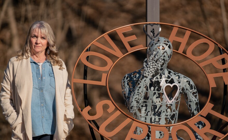 Public art in Altoona, Penn., one of many cities hit hard by the opioid epidemic. Marianne Sinisi organized the installation after her son died of an overdose. State and local governments have received about $3 billion so far out of $50 billion total in settlements from national lawsuits.