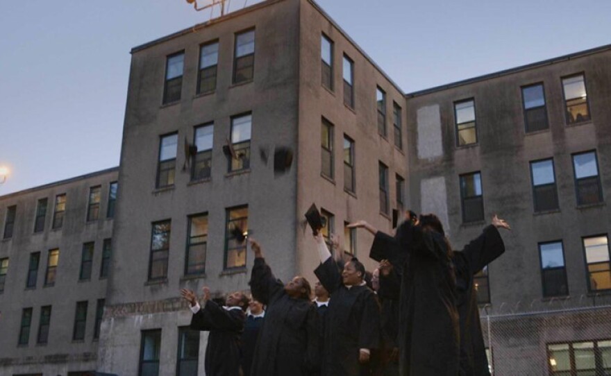 Bard Prison Initiative (BPI) graduates celebrate at Taconic Correctional Facility in June, 2017.