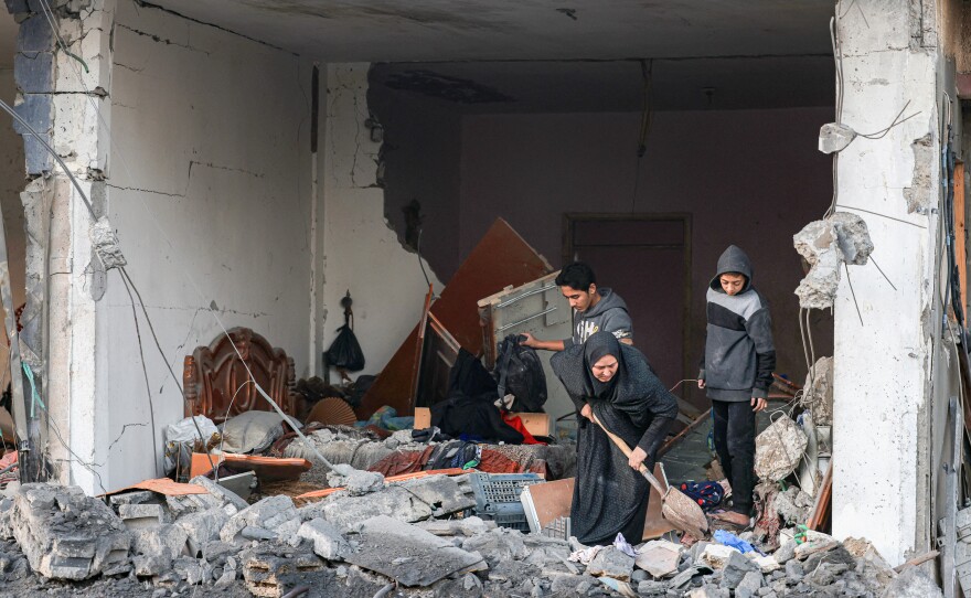 This building in Rafah, in southern Gaza, was destroyed by Israeli bombardment in December. amid continuing battles between Israel and Hamas.