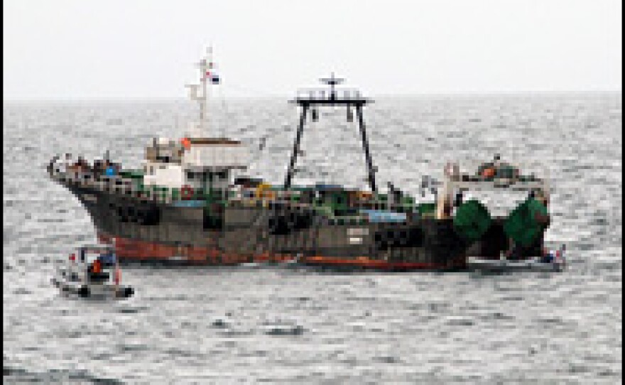 The boarding party from a French frigate patrolling off the Somali coast for pirates found weapons aboard this fishing vessel, which sails under the flag of Panama and has a South Korean skipper.