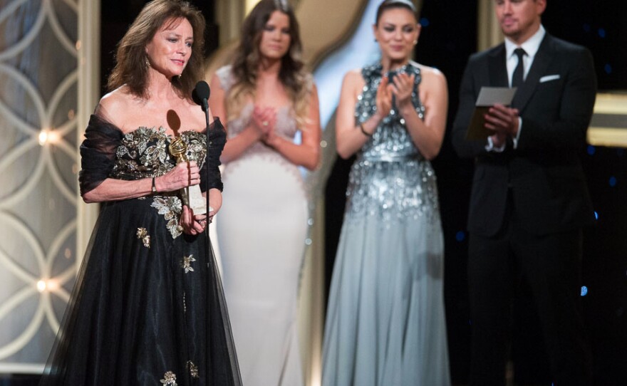 Jacqueline Bisset giving her acceptance speech last night at the Golden Globes.