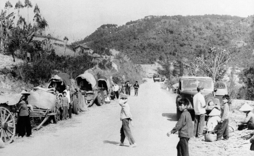 Vietnamese in the northern province of Lang Son seek refuge after Chinese forces crossed the border entered Vietnam in February 1979.