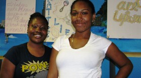 Anisha McGowin (left) and Sherice West (right) work as peer educators at their high schools. They talk to teens about sexual health, pregnancy prevention, and where to go if they need reproductive health care.