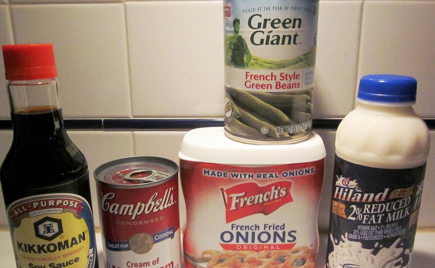 The classic Green Bean Casserole recipe consists of just five ingredients, along with a dash of black pepper.