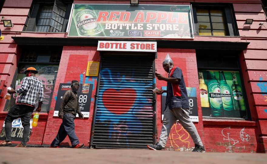 A liquor store in Newtown, Johannesburg, shuttered during the country's ban on alcohol. The photo is from Dec. 29, 2020.
