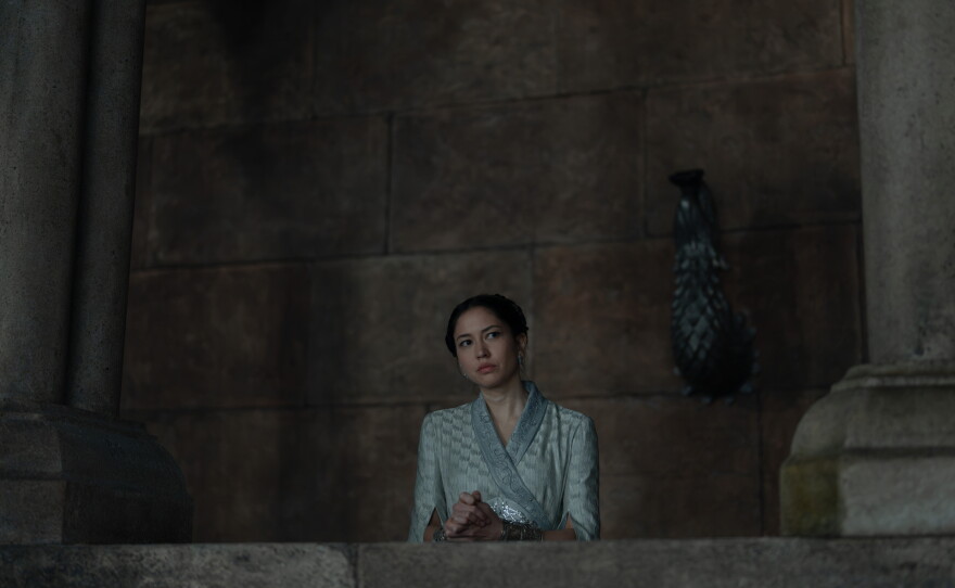 Mysaria (Sonoya Mizuno) does the (white) worm.