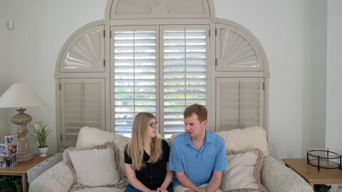 Kaleigh and Cody Brendle spend time together at their parents' New Jersey home before Kaleigh's move across the country for law school. They say they have helped each other navigate life as two blind people.